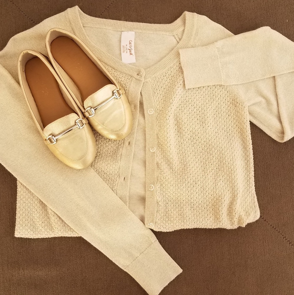 Free shoes.Semi-Fitted Button-Front Cardi for Girl